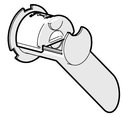 Auslauf Produktbehälter links
